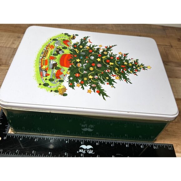 Set Of 2 Christmas Heritage By Pfaltzgraff Holiday Tins With Tree Green & White - Picture 6 of 11